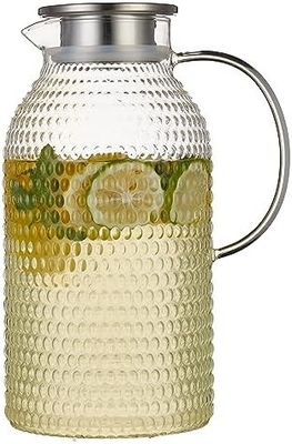 Karafu glazen kruik met deksel, 68 oz warmtebestendige waterkruik voor warm/koud water, ijsthee en sapdranken