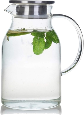 Karafu glazen kruik met deksel, 68 oz warmtebestendige waterkruik voor warm/koud water, ijsthee en sapdranken