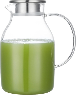Karafu glazen kruik met deksel, 68 oz warmtebestendige waterkruik voor warm/koud water, ijsthee en sapdranken