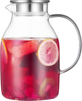 Karafu glazen kruik met deksel, 68 oz warmtebestendige waterkruik voor warm/koud water, ijsthee en sapdranken