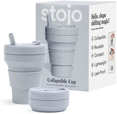 Opvouwbare reisbeker - Sage Groen, 12 oz / 355 ml - lekvrije, herbruikbare pocket-size siliconen fles