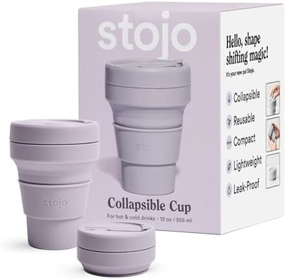 Opvouwbare reisbeker - Sage Groen, 12 oz / 355 ml - lekvrije, herbruikbare pocket-size siliconen fles