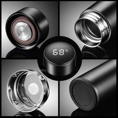 Waterfles met LED-temperatuurscherm, dubbelwandige vacuümgeïsoleerde waterfles, roestvrij staal sport automotive