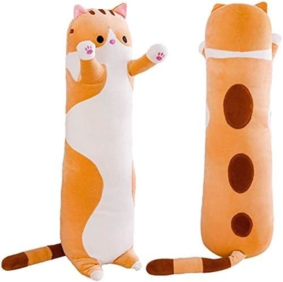 WUYU Liefste pluche katpop schattig tekenfilm zacht gevulde kitten kussen lang gooien slaapkussen pop speelgoed cadeau voor kinderen