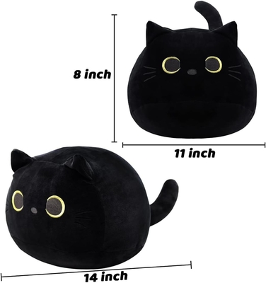 Zwart kattenpluis speeltje: zacht, gevulde dierenkussen, babybank decoratie, kattenvormig ontwerp