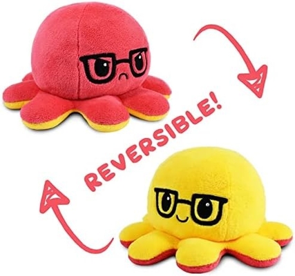 TeeTurtle - De originele omkeerbare octopus Plushie - Liefde + Haat - Schattige zintuiglijke figuurtjes Gevulde dieren die je laten zien