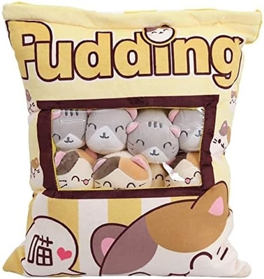 REFAHB Schattige pluizige kussen gooi kussen afneembare vullende dieren speelgoed creatieve geschenken voor meisjes (kittens)