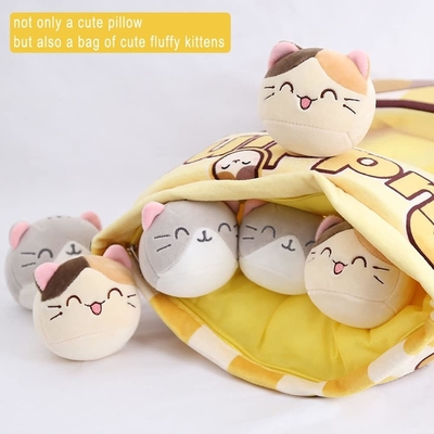 REFAHB Schattige pluizige kussen gooi kussen afneembare vullende dieren speelgoed creatieve geschenken voor meisjes (kittens)