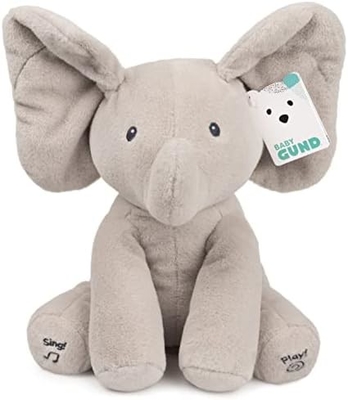 GUND Baby Animated Flappy The Elephant Plush, Singing Stuffed Animal Baby Toy voor 0 jaar en ouder, Grijs, 12&quot;