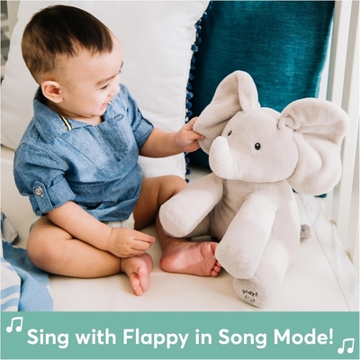 GUND Baby Animated Flappy The Elephant Plush, Singing Stuffed Animal Baby Toy voor 0 jaar en ouder, Grijs, 12&quot;