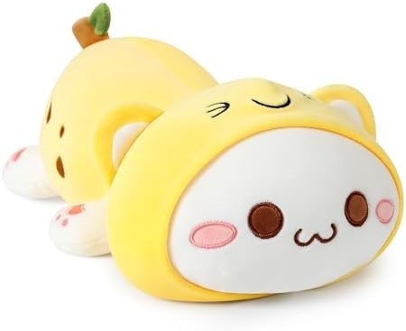 Onsoyours Cute Kitten Plush Toy 25.5 &quot; Gevulde dieren Katje Zachte Anime Kat Grote Plush Kussen voor Kinderen (Witte A, 25.5