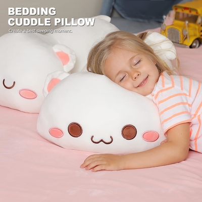 Onsoyours Cute Kitten Plush Toy 25.5 &quot; Gevulde dieren Katje Zachte Anime Kat Grote Plush Kussen voor Kinderen (Witte A, 25.5