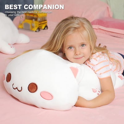 Onsoyours Cute Kitten Plush Toy 25.5 &quot; Gevulde dieren Katje Zachte Anime Kat Grote Plush Kussen voor Kinderen (Witte A, 25.5