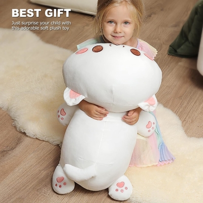 Onsoyours Cute Kitten Plush Toy 25.5 &quot; Gevulde dieren Katje Zachte Anime Kat Grote Plush Kussen voor Kinderen (Witte A, 25.5