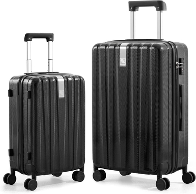 Set 2 stukken Carry On bagage met wielen PC Hard Shell koffers Lichte ingecheckte Tsa bagage Grote reiskoffer