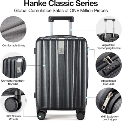 Set 2 stukken Carry On bagage met wielen PC Hard Shell koffers Lichte ingecheckte Tsa bagage Grote reiskoffer