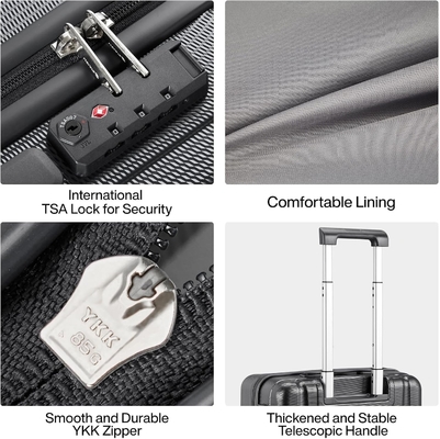 Set 2 stukken Carry On bagage met wielen PC Hard Shell koffers Lichte ingecheckte Tsa bagage Grote reiskoffer