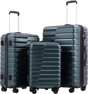 Koffer PC ABS TSA bagage 3 stuk set slot spinner Carry on (Teal blauw)