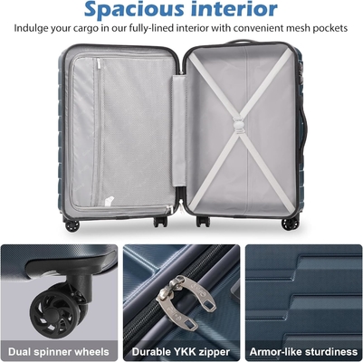 Koffer PC ABS TSA bagage 3 stuk set slot spinner Carry on (Teal blauw)