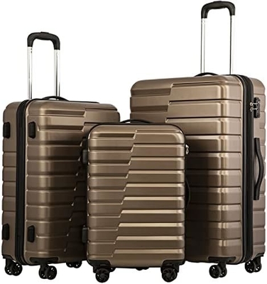 Koffer PC ABS TSA bagage 3 stuk set slot spinner Carry on (Teal blauw)