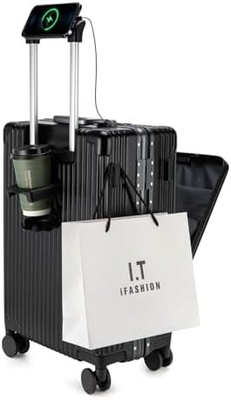 20in Aluminium Frame Hardside Spinner Wheel Bagage, ingebouwde TSA slot Draag op koffer, met Cup Holder &amp; USB-poort