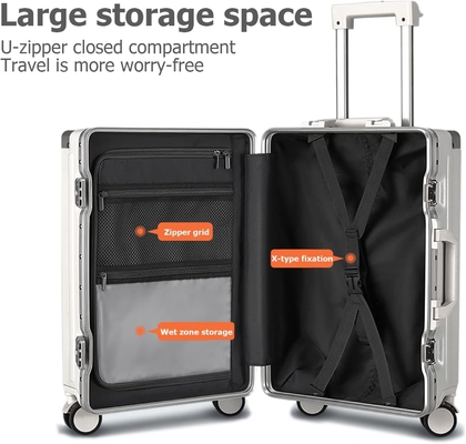 20in Aluminium Frame Hardside Spinner Wheel Bagage, ingebouwde TSA slot Draag op koffer, met Cup Holder &amp; USB-poort