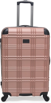 Lichte harde vierwielspinner reisbagage, rozen goud, 24 inch ingecheckt.