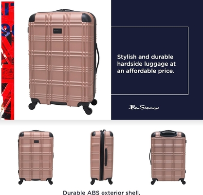 Lichte harde vierwielspinner reisbagage, rozen goud, 24 inch ingecheckt.