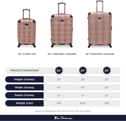 Lichte harde vierwielspinner reisbagage, rozen goud, 24 inch ingecheckt.