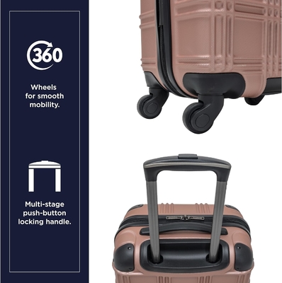 Lichte harde vierwielspinner reisbagage, rozen goud, 24 inch ingecheckt.