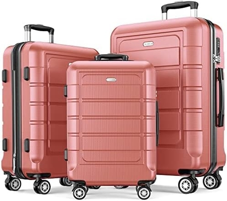 Bagagesets Uitbreidbare PC+ABS Duurzame koffer Dubbele wielen TSA slot 3 stuks rode wijn