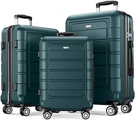 Bagagesets Uitbreidbare PC+ABS Duurzame koffer Dubbele wielen TSA slot 3 stuks rode wijn
