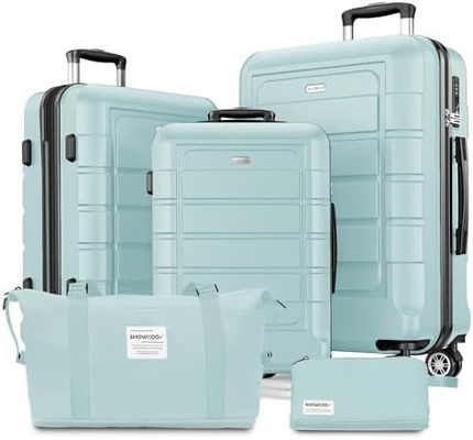 Bagagesets Uitbreidbare PC+ABS Duurzame koffer Dubbele wielen TSA slot 3 stuks rode wijn