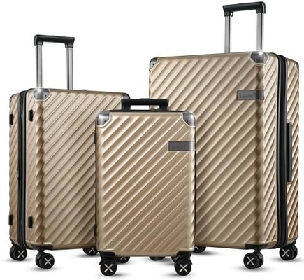 Bagage 22x14x9 Airline goedgekeurd - 35L polycarbonaat uitbreidbare harde schelp koffer met draaiwielen (Zwart, 20 inch)