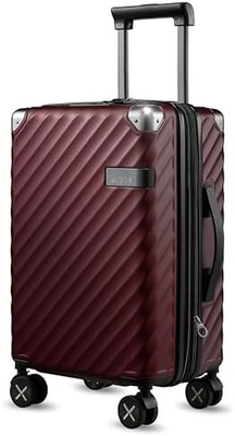 Bagage 22x14x9 Airline goedgekeurd - 35L polycarbonaat uitbreidbare harde schelp koffer met draaiwielen (Zwart, 20 inch)
