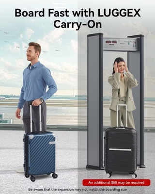 Bagage 22x14x9 Airline goedgekeurd - 35L polycarbonaat uitbreidbare harde schelp koffer met draaiwielen (Zwart, 20 inch)
