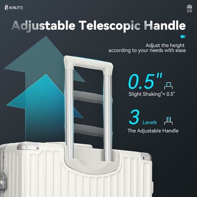 Ritssluitingloze bagage met 4 wielen 20 inch harde schaal koffer met PC+ABS TSA-slot 4 metalen hoeken Wit