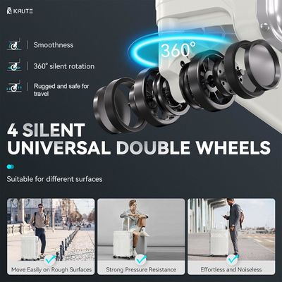 Ritssluitingloze bagage met 4 wielen 20 inch harde schaal koffer met PC+ABS TSA-slot 4 metalen hoeken Wit