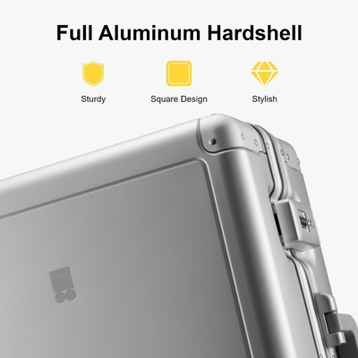 20&quot; aluminium bagage harde koffer, ritsloze bagage met TSA slot en spinner wielen - zilver
