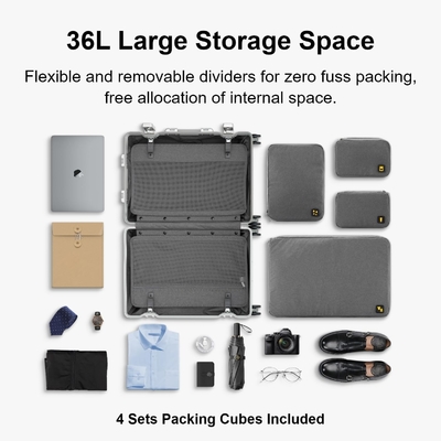 20&quot; aluminium bagage harde koffer, ritsloze bagage met TSA slot en spinner wielen - zilver