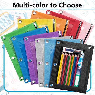 Binder Pencil Case met gladde rits, doorzichtige venster Pencil Case voor Binder, Big Capacity 3 Ring Binder Pencil Bag