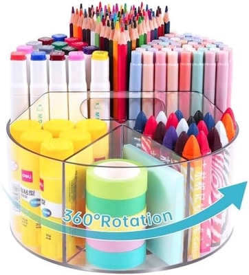 5 gleuf 360 graden draaiende acrylpenhouder voor bureau, markerhouder caddy kunstvoorraad organisator pen organisator voor bureau
