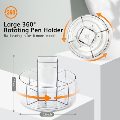 5 gleuf 360 graden draaiende acrylpenhouder voor bureau, markerhouder caddy kunstvoorraad organisator pen organisator voor bureau