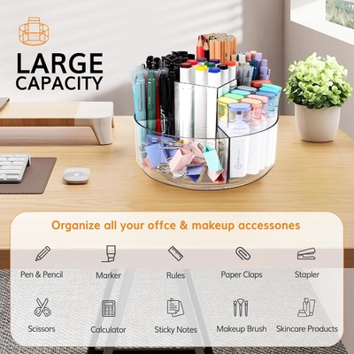 5 gleuf 360 graden draaiende acrylpenhouder voor bureau, markerhouder caddy kunstvoorraad organisator pen organisator voor bureau