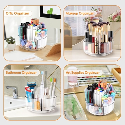 5 gleuf 360 graden draaiende acrylpenhouder voor bureau, markerhouder caddy kunstvoorraad organisator pen organisator voor bureau