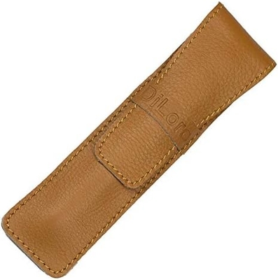 Single Pen Case Holder Sleeve Dik Buffalo Full Grain Leather (Buffalo Light Tan)