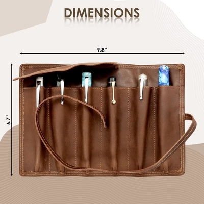 Fountain Pen Hoes Features Robuuste Riem, Opvouwbare Flap    Roll Up Pouch Houdt 6 Pennen,