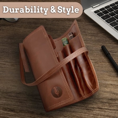 Fountain Pen Hoes Features Robuuste Riem, Opvouwbare Flap    Roll Up Pouch Houdt 6 Pennen,