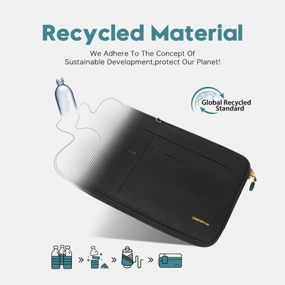 Geschikt voor,MacBook Pro 13-14 inch, gerecycled PET laptop draagtas met handvat en accessoire zak