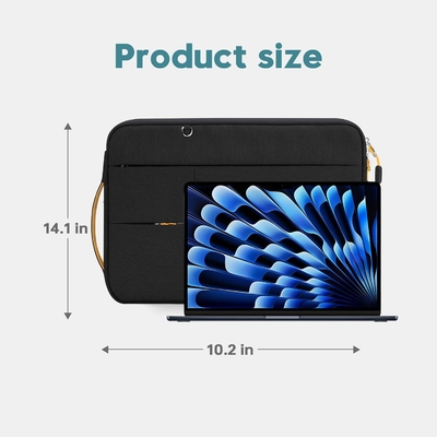 Geschikt voor,MacBook Pro 13-14 inch, gerecycled PET laptop draagtas met handvat en accessoire zak
